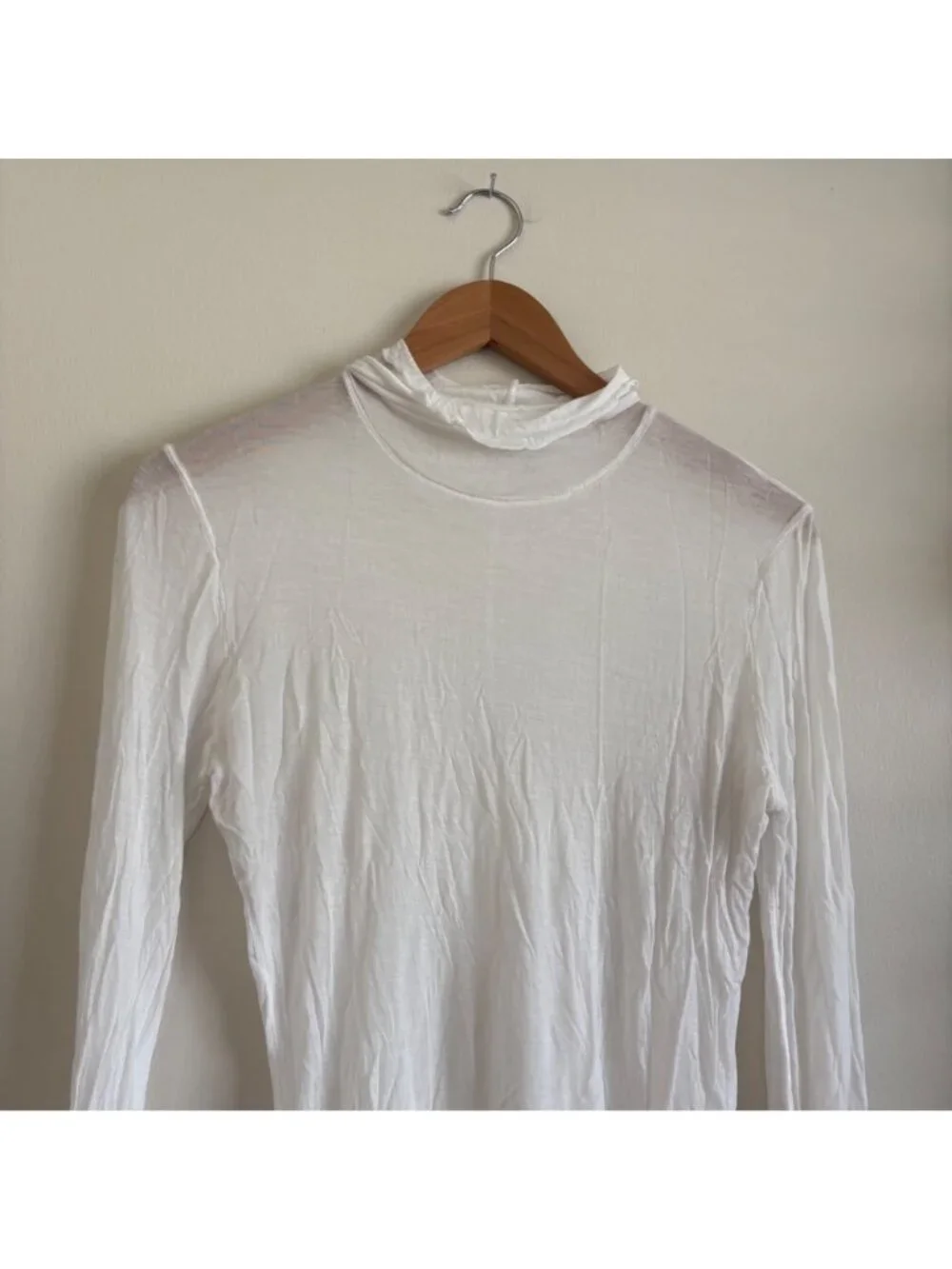 Free People Intimately Sheer Jersey Turtleneck Long Sleeve Shirt White Size L